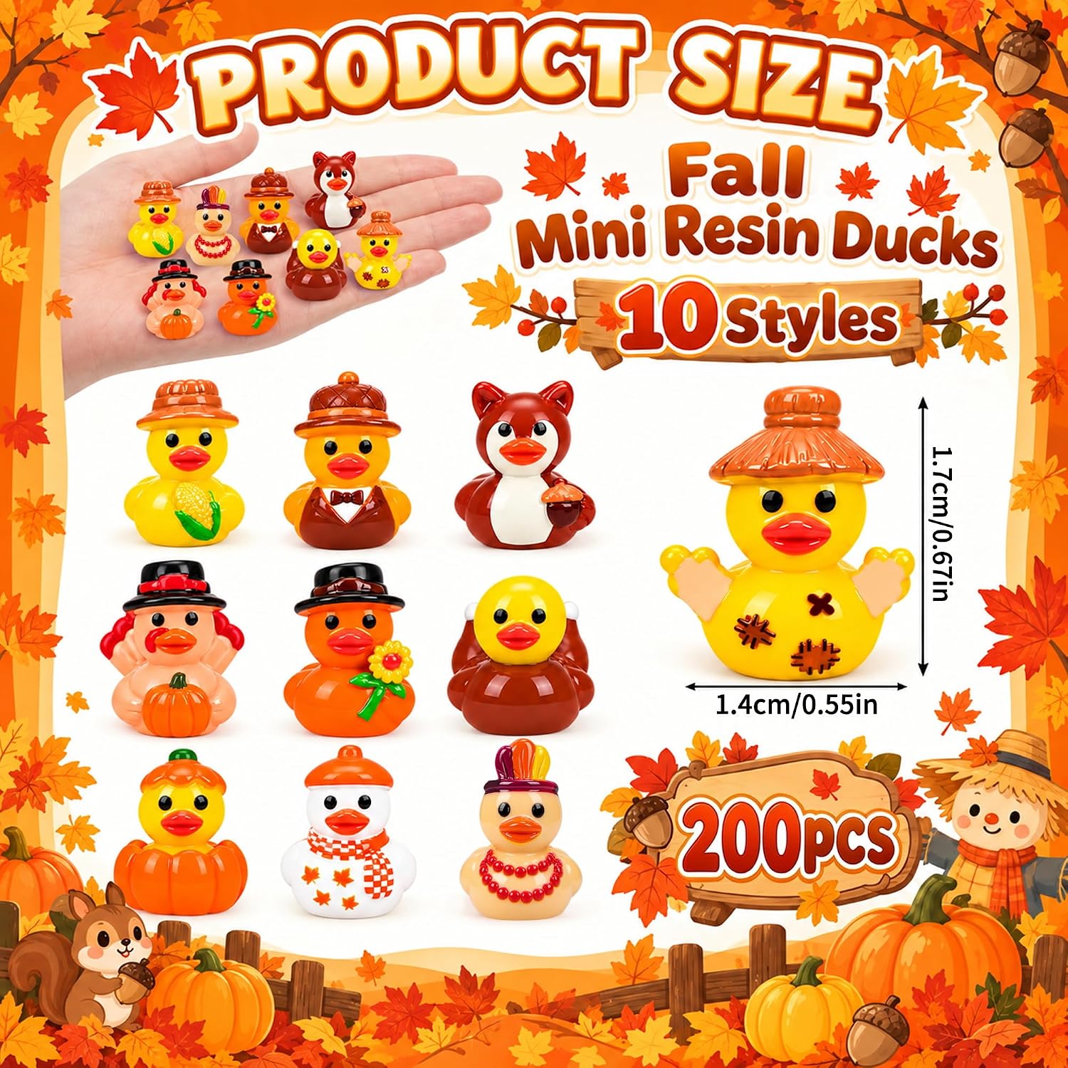 Detalle de QAUYETM Figurine-2 Fall Mini Resin Ducks, 120 Pieces in 10 Styles