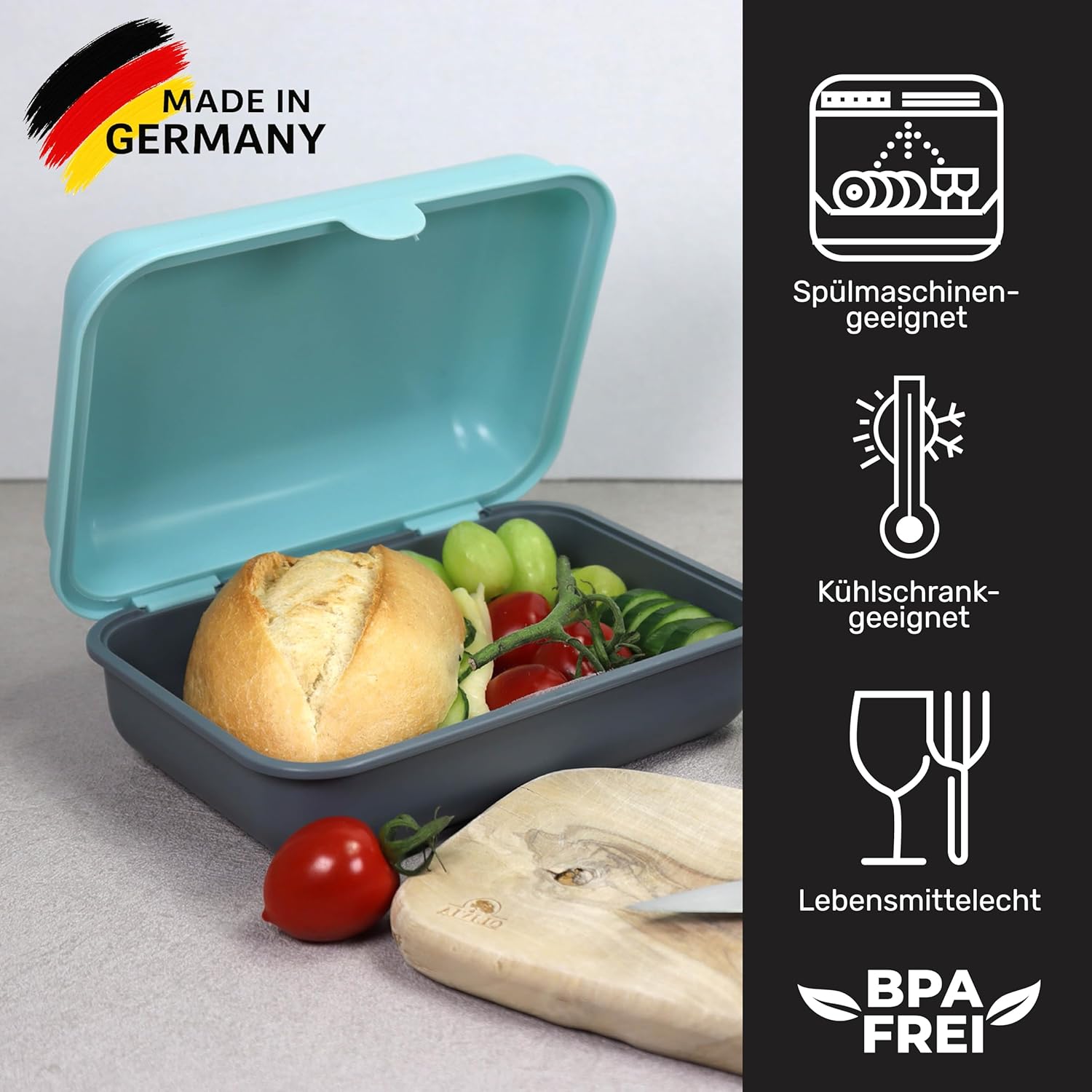 Thumbnail 6 de Blade Brotbox 3er-Set – Brotdose (1200 ml pro Dose) aus BPA-freiem Kunststoff, Made in Germany, mikrowellen- und spülmaschinensicher