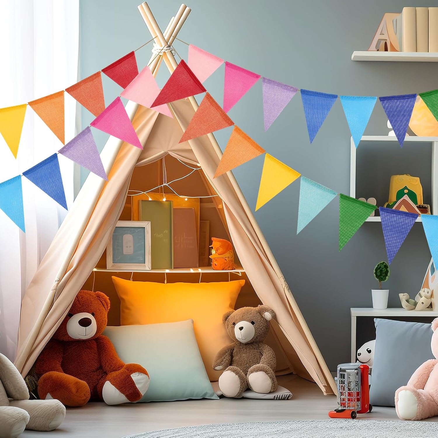 Detalle 2 de G2PLUS 20M Rainbow Burlap Bunting