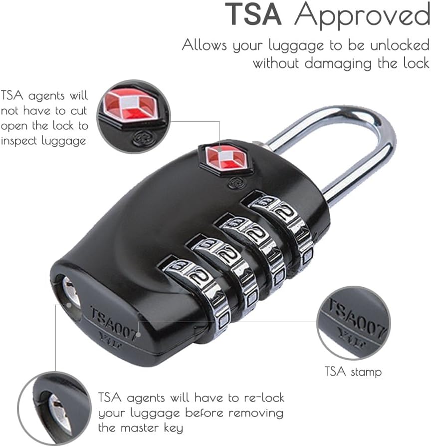 Thumbnail 2 de CFMOUR TSA Approved 4-Digit Suitcase Locks (4-Dial) – 2 Pack, Easy Read, Black