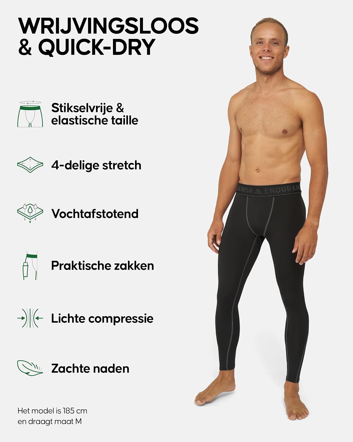 Thumbnail 1 de DANISH ENDURANCE compressiebroek voor heren, 2-pack met lichte compressie en vierwegstretch