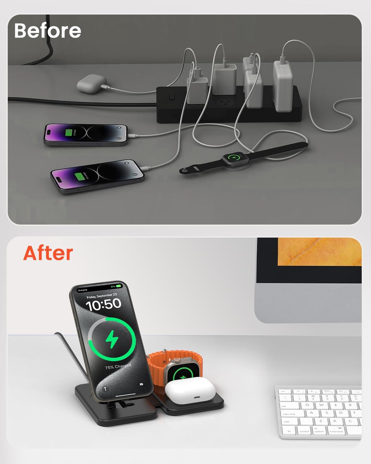 Detalle 2 de GEEKERA 3‑in‑1 MagSafe Charger for iPhone
