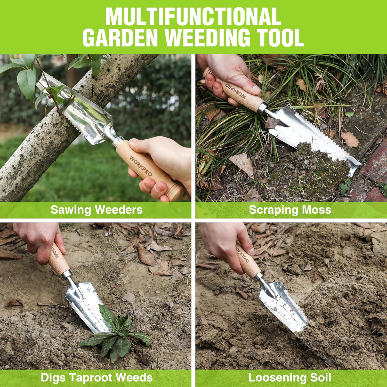 Thumbnail 4 de WORKPRO paletta lunga e stretta per giardinaggio con scala di profondità e bordi seghettati