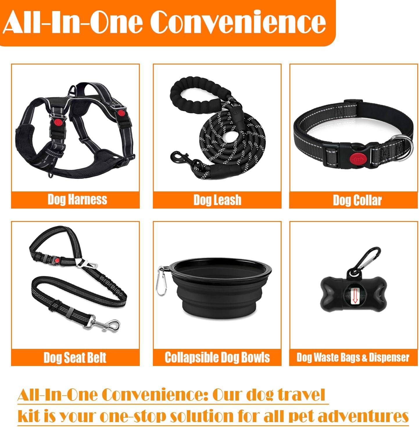 Detalle 2 de LOBEVE XHY-Harnesses-Black-L Dog Harness Set with Leash and Travel Accessories