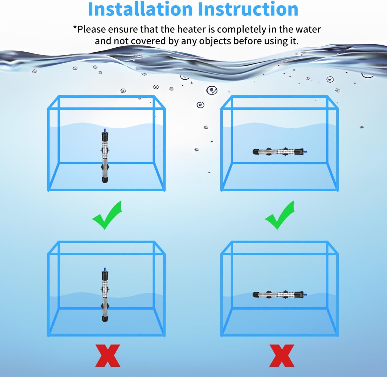Thumbnail 5 de Riscaldatore per acquario Nobleza 100W per vasche 30-100L, termostato regolabile con display (18–32°C)