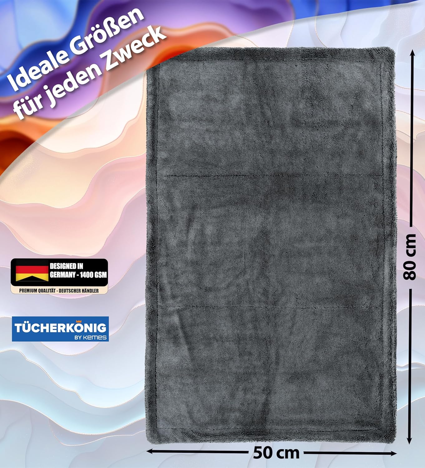 Thumbnail 1 de Kemes Mikrofasertücher Auto XXL Ultra saugstark 1400 GSM (50x80 cm) – kratzfreies Trockentuch für Auto & Motorrad