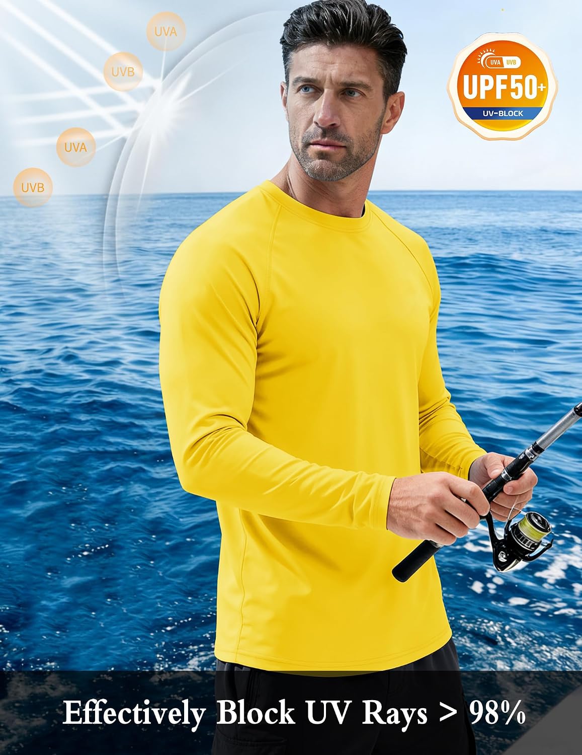 Detalle de GOLDPKF Men’s Sun UV Protection UPF 50+ Long Sleeve Quick Dry Outdoor Shirt