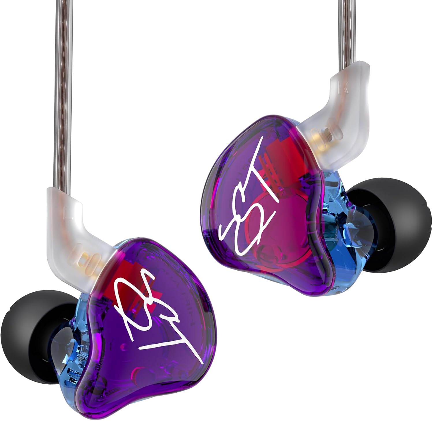 Detalle de KINBOOFI KZ ZST in-Ear Earbud Headphones – Hybrid Dual Driver HiFi Earphones (Purple, no mic)