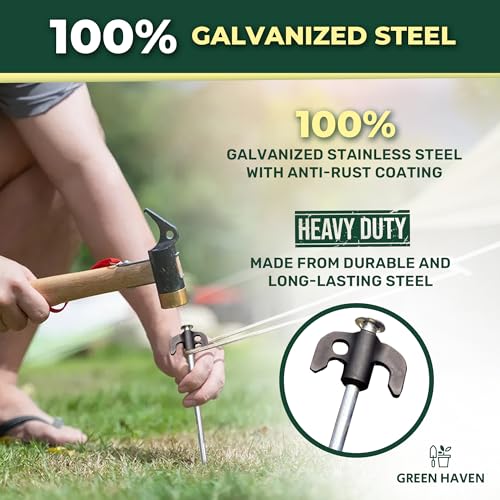 Detalle de Green Haven 20 Pack Heavy Duty Tent Pegs – Galvanised Steel Ground Stakes