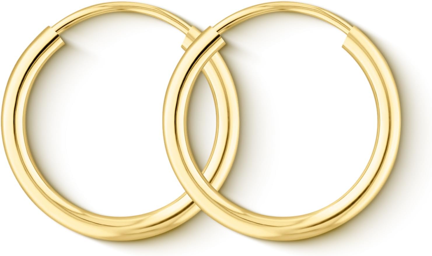 Detalle de EDELIND Boucles d'Oreilles Élégantes Or Jaune 14K – Créoles Or Ø15 mm, Largeur 2 mm