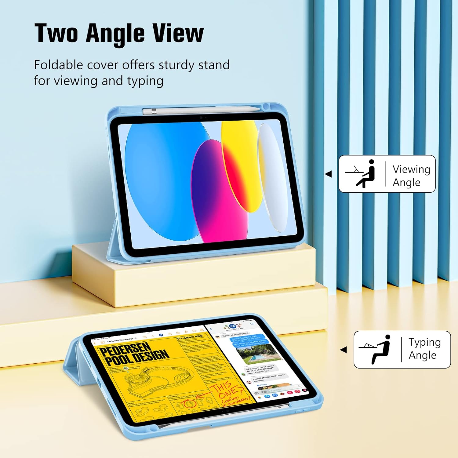 Detalle de ProCase for iPad (A16) 11th Gen 11-inch 2025 / iPad 10th Gen 10.9-inch 2022 Case with Pencil Holder in Skyblue