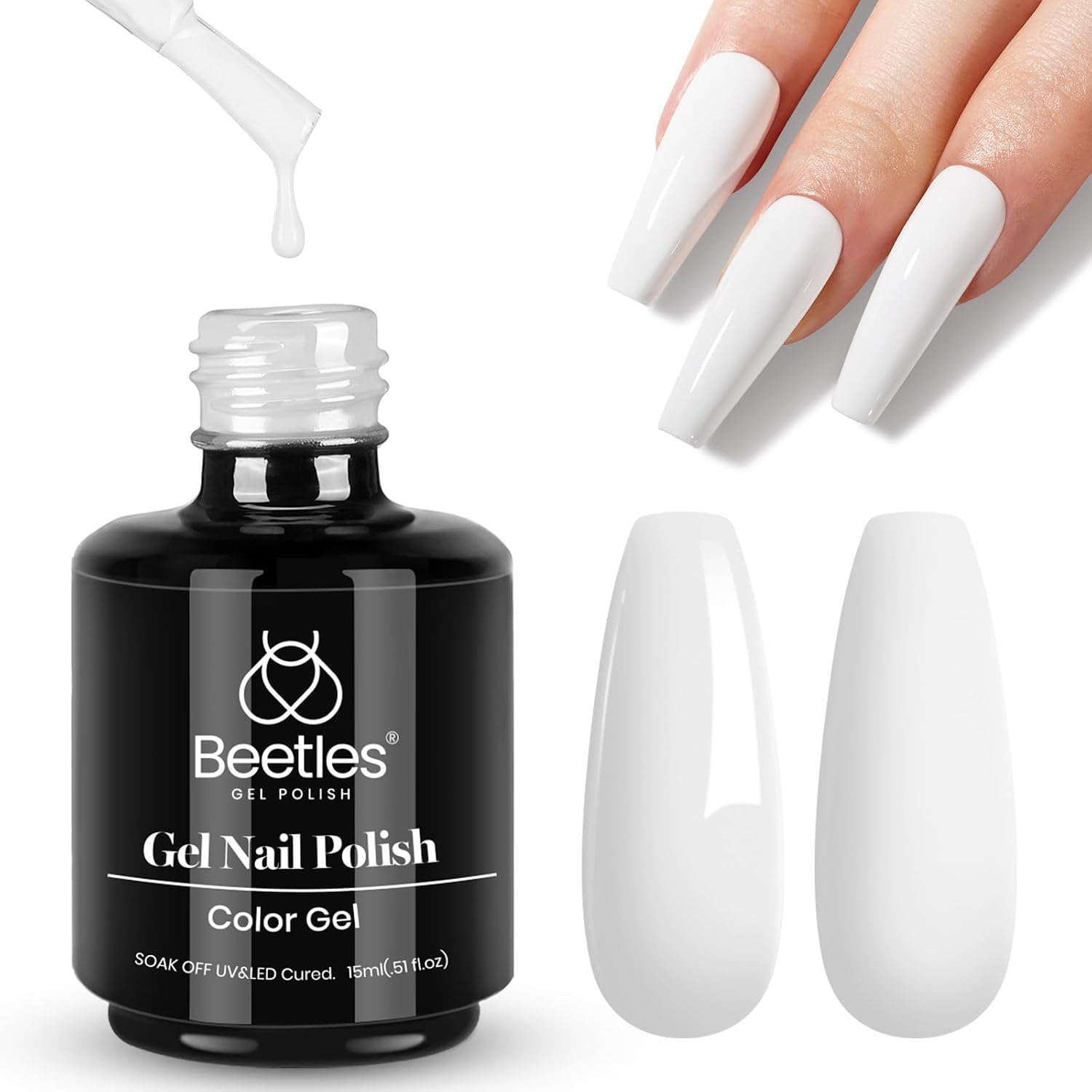 Detalle de beetles Neutral Gel Nagellack A732 – Milky White Jelly Gel Polish (15 ml), UV/LED, soak-off