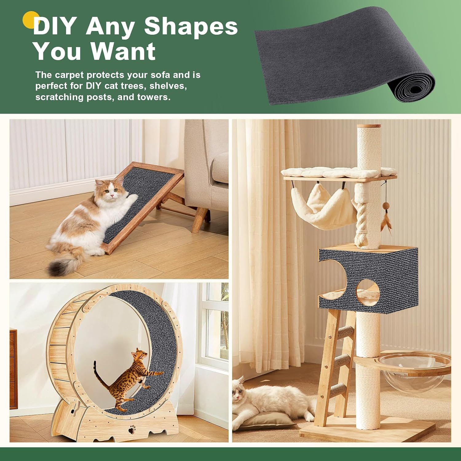 Thumbnail 3 de Gimars selbstklebende Kratzmatte 200 × 40 cm (mit Zusatz-Klebeband) – Kratzschutz für Sofa, Wand & Möbel, grau