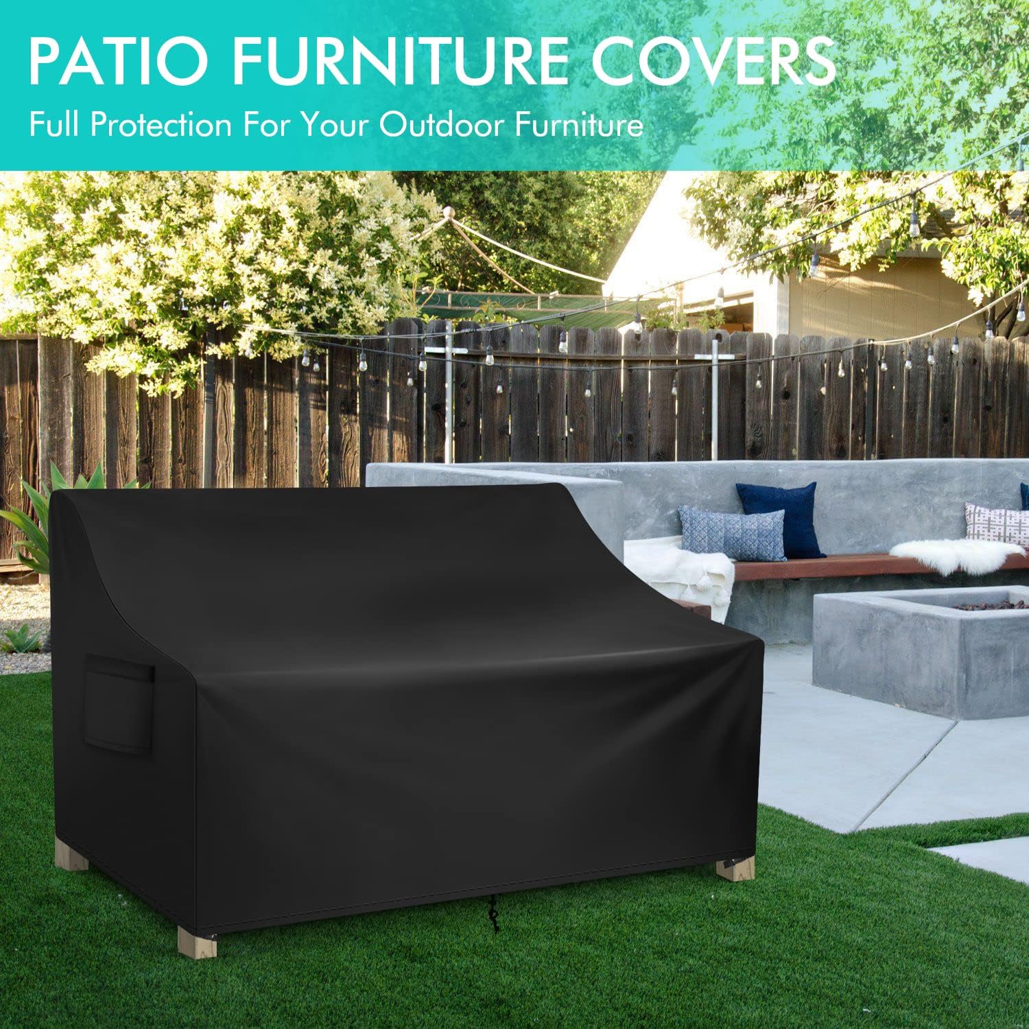Detalle 2 de WLEAFJ Patio Sofa Cover, Waterproof Oxford Cover with Air Vent, 70 x 38 x 31 in