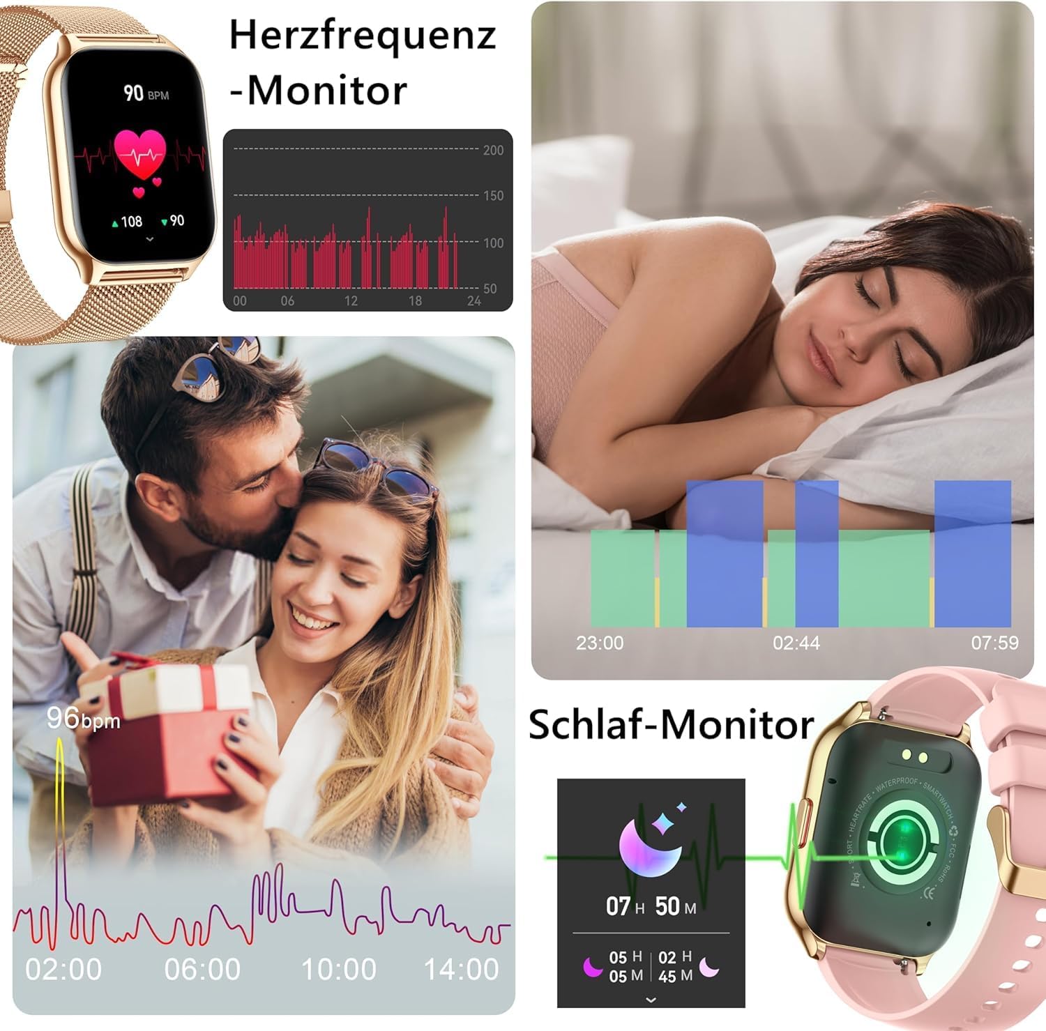 Thumbnail 3 de ZOSKVEE Smartwatch – 2-Zoll-Farbdisplay, Blutdruck, Herzfrequenz und SpO2-Tracker für Android & iOS