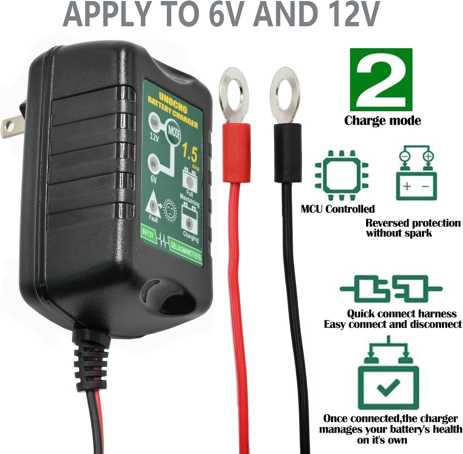 Detalle de Smart 6V 12V 1.5A Trickle Battery Charger