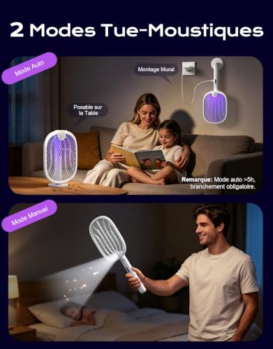 Thumbnail 3 de Rolgno 4000V Raquette Électrique Insectes – 1800mAh, 180° pliable