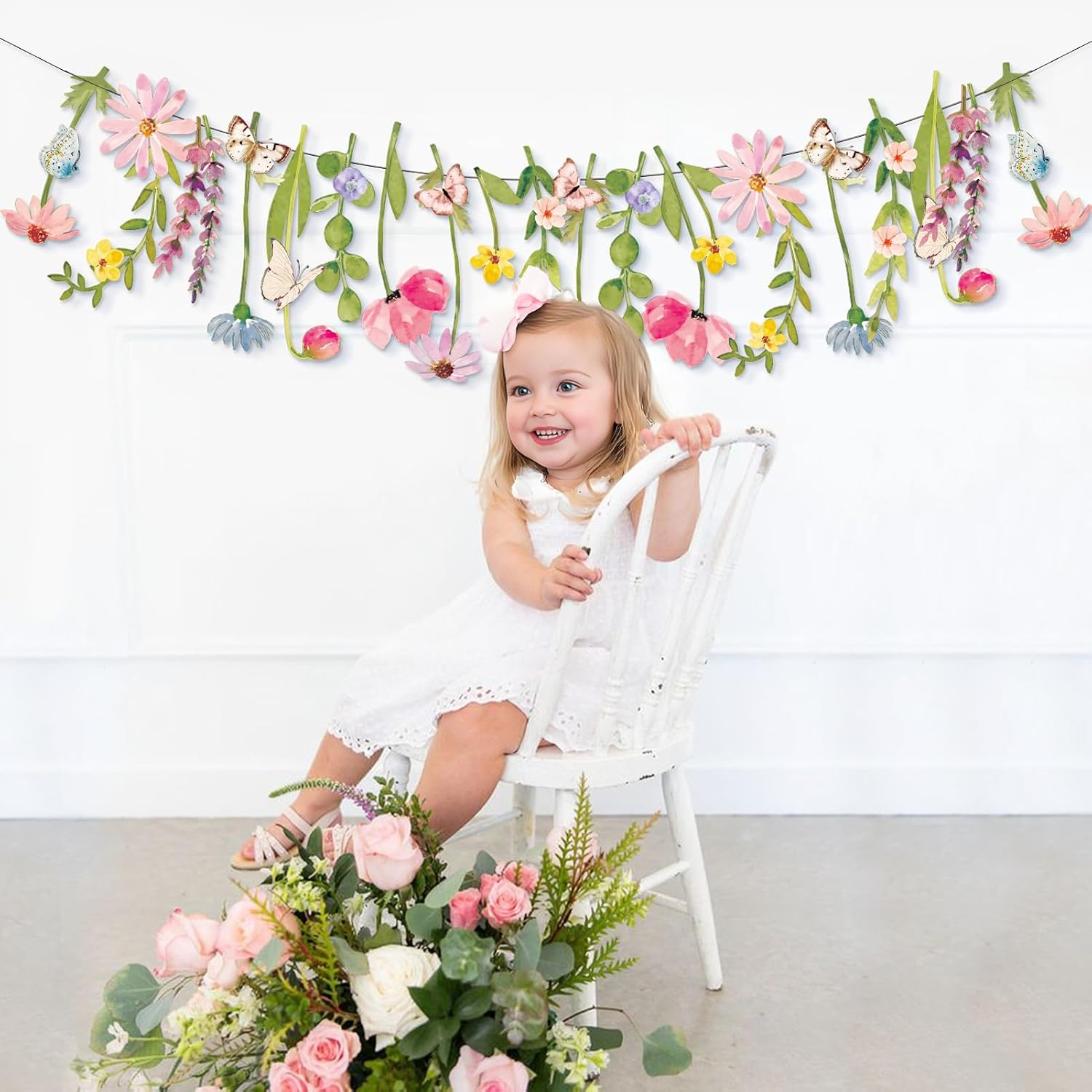 Thumbnail 5 de SUNBEAUTY Wildflowers & Butterflies Paper Flower Garland for Spring Parties