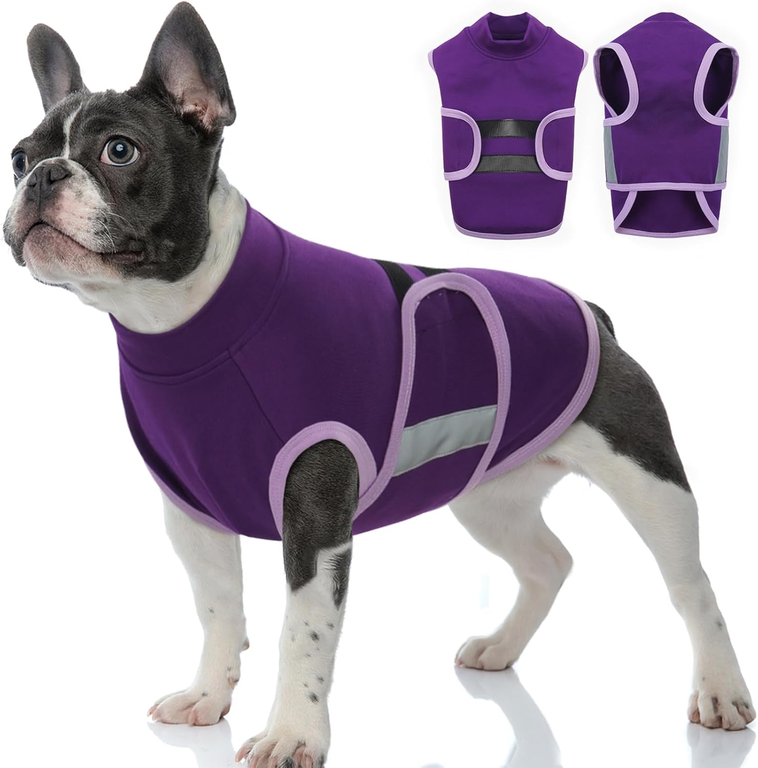 Detalle de Katzinst Dog Stress and Anxiety Relief Vest, Lightweight & Reflective (Purple, Size L) for Large Dogs