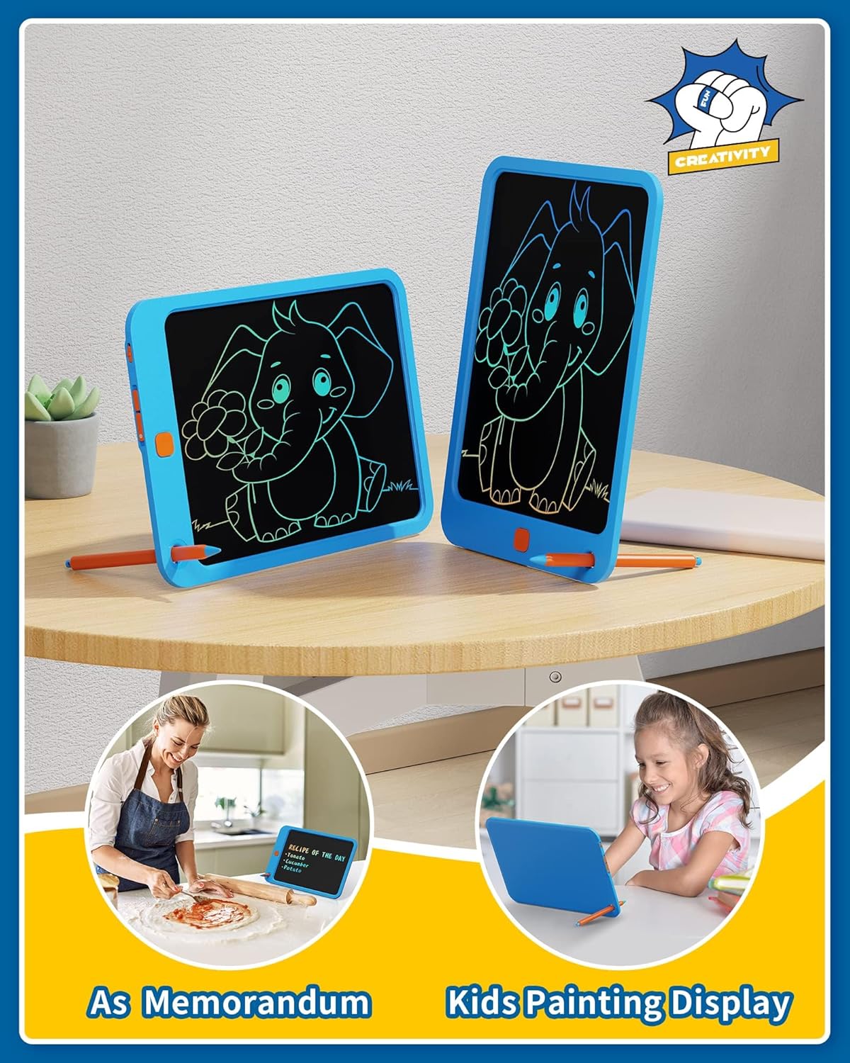 Thumbnail 4 de TEKFUN Tablette d’écriture enfant LCD 8,5 pouces ardoise magique (bleu) pour 2 à 6 ans