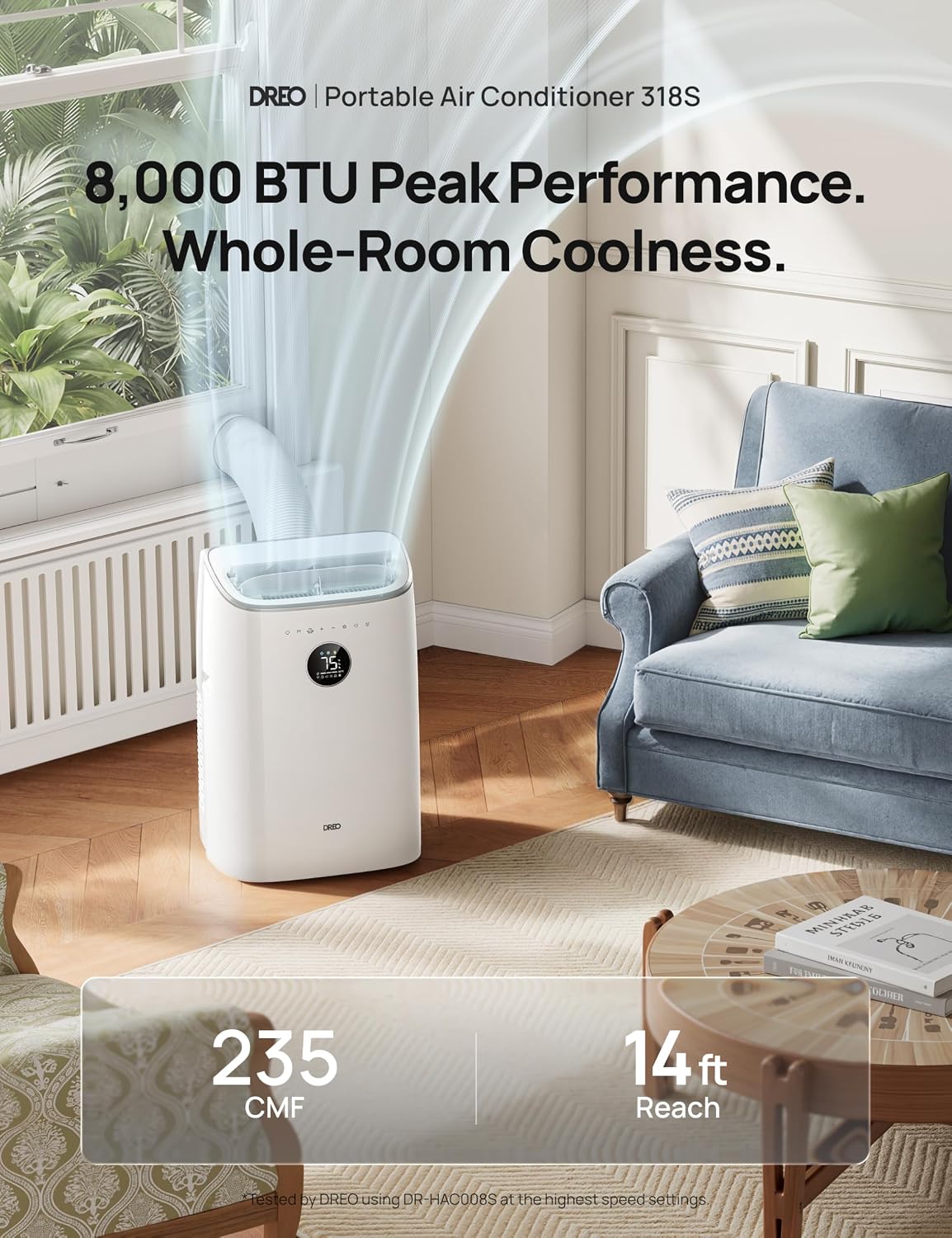 Detalle 2 de DREO AC318S Portable Air Conditioner, 8,000 BTU, Smart Controls