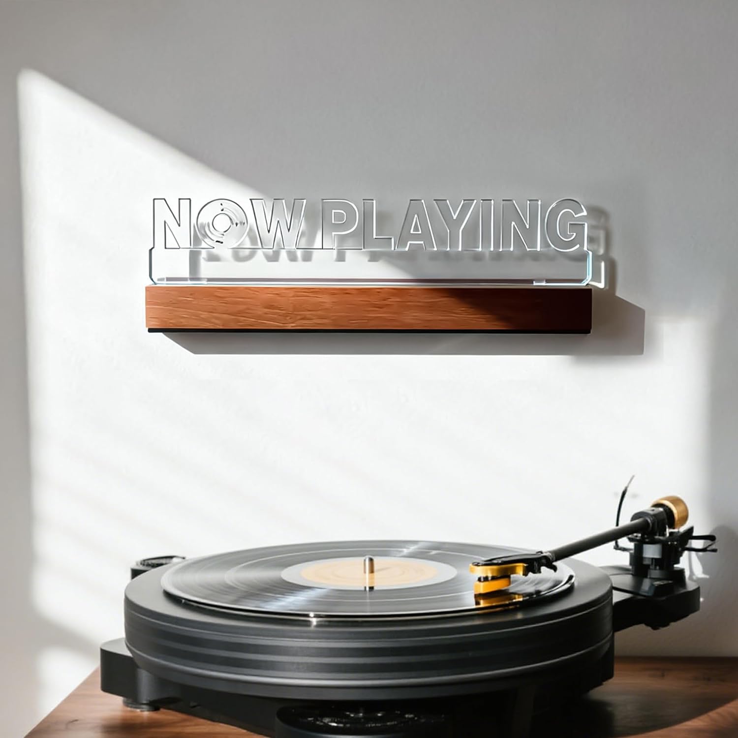 Detalle 2 de Rodioer WPDS01-05 Vinyl Record Display Stand, 5 mm Acrylic, Adjustable Light