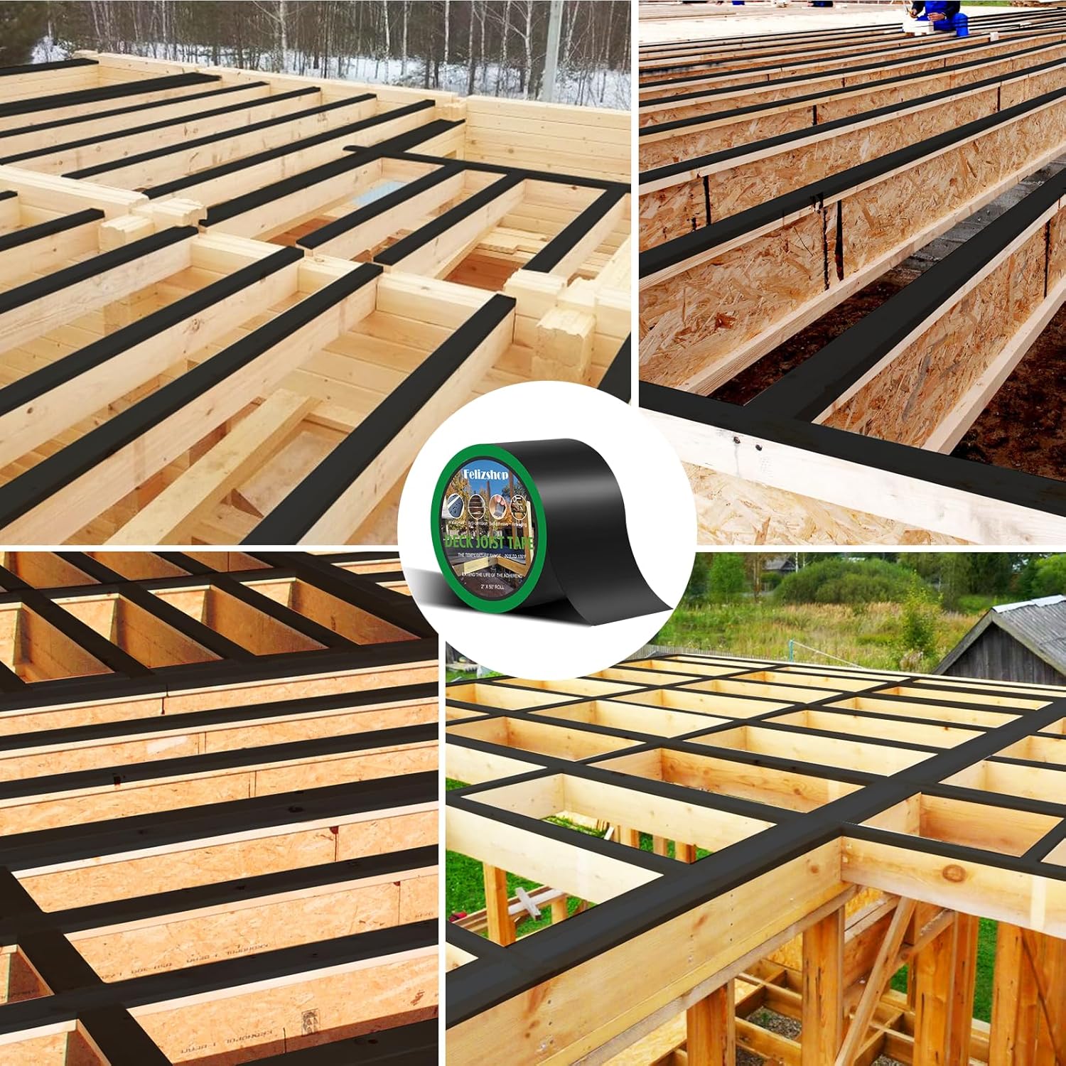 Thumbnail 6 de Felizshop Joist Tape for Decking — 4" x 50' Waterproof Butyl Tape (2 Rolls) for Joists, Beams, and More