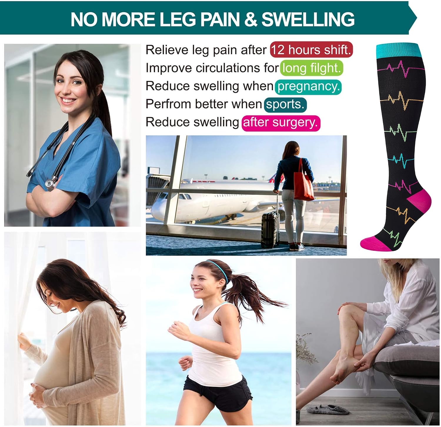 Thumbnail 1 de LEVSOX Compression Socks 20-30mmHg for Nurses