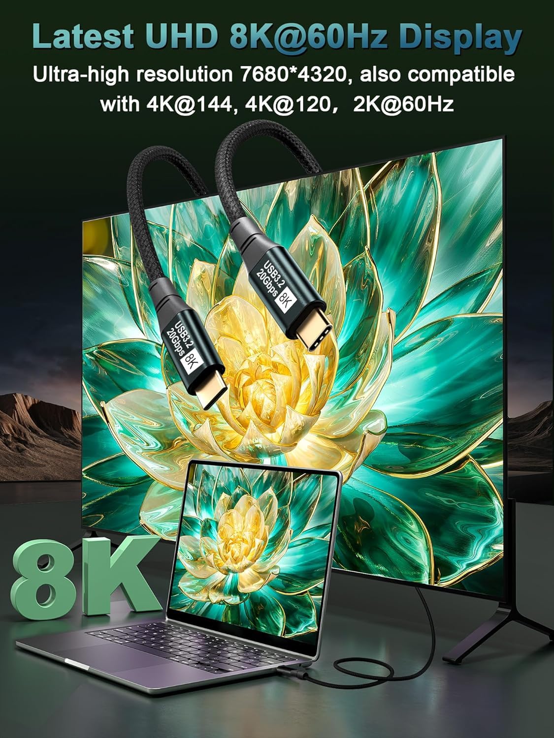 Thumbnail 2 de KAKAPOZO USB C Monitor Cable 100W 8K