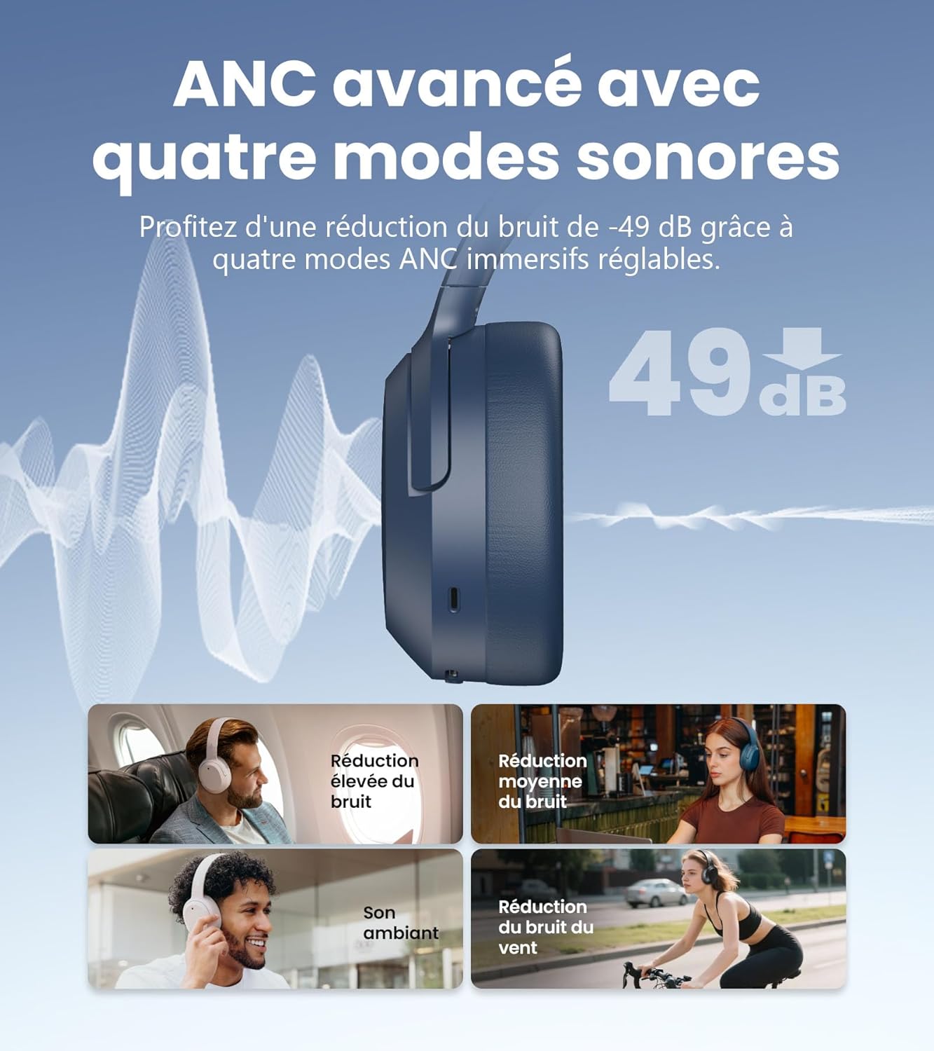 Thumbnail 2 de Edifier W820NB Plus Gen 2 : casque audio over-ear sans fil pliable à ANC jusqu’à -49 dB