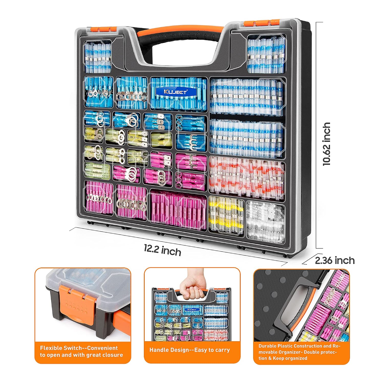 Detalle de Kuject SS1200 Heat-Shrink Wire Connector Kit, 1,200 Pieces, Copper Contacts