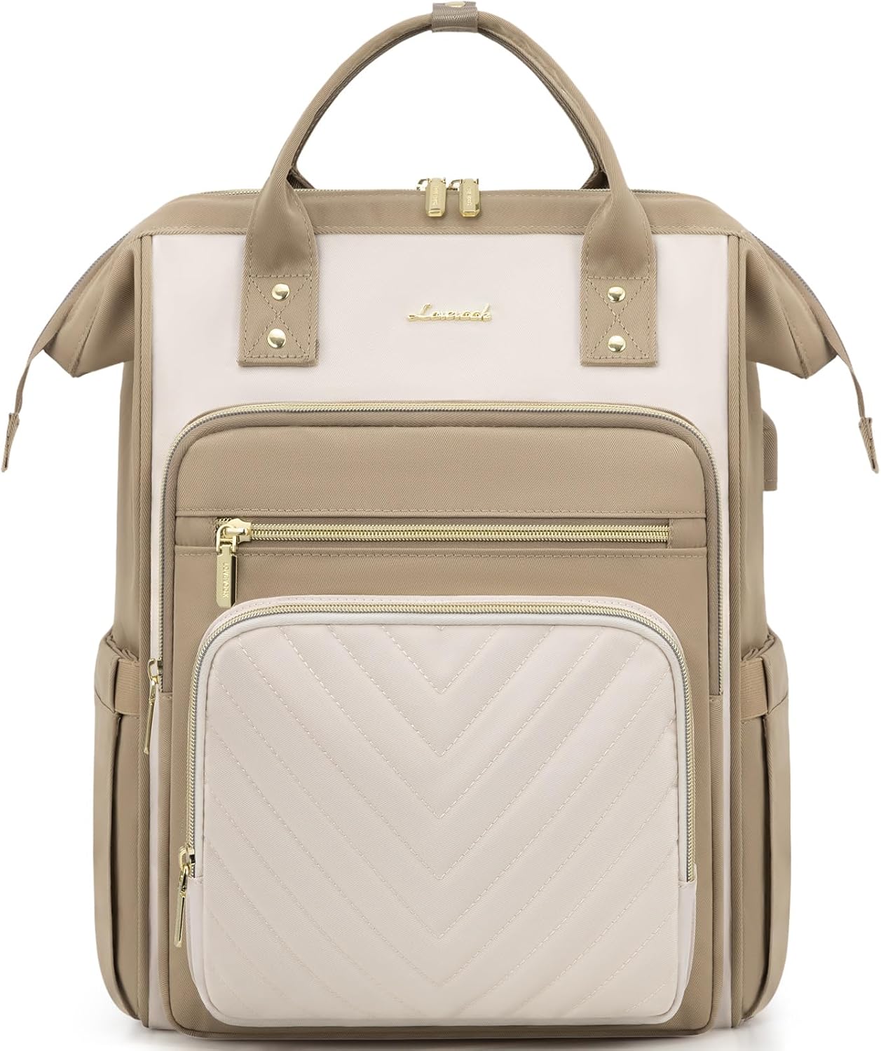 Detalle de LOVEVOOK Sac à dos portable pour femme – A-kaki et beige, 15,6 Zoll, décontracté