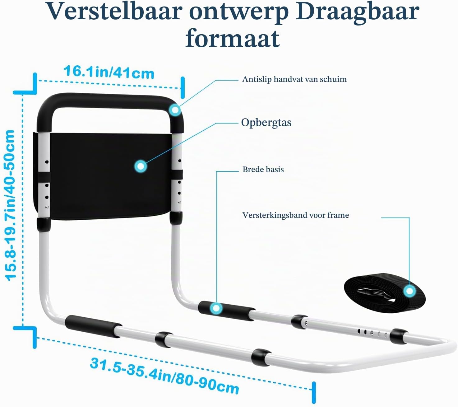 Detalle de ToyaTec WT061W88 bedbeugel van koolstofstaal, verstelbaar en afneembaar