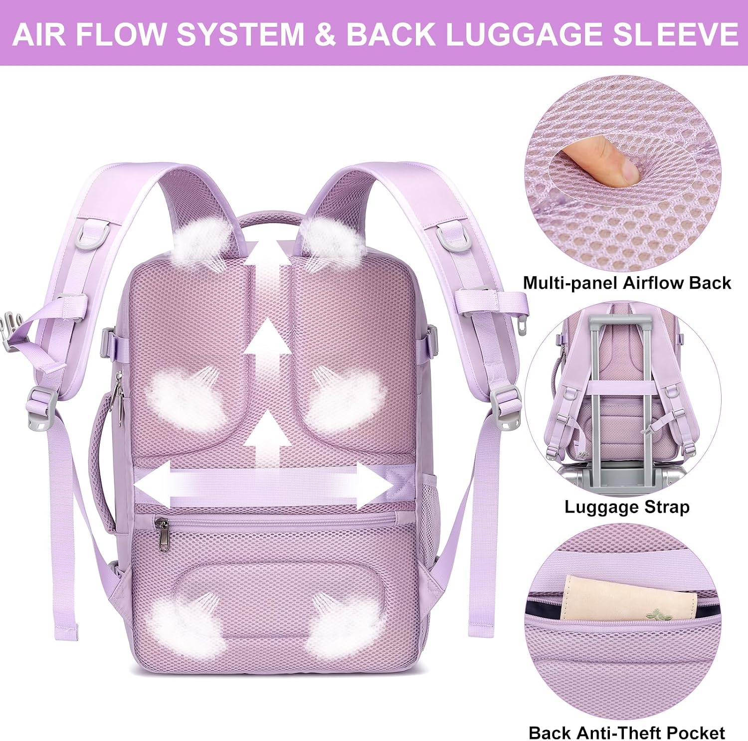 Thumbnail 6 de EZUOLA Travel Backpack for Women 25L - Airline Approved Carry-On with USB Port, Waterproof and Under-Seat Fit
