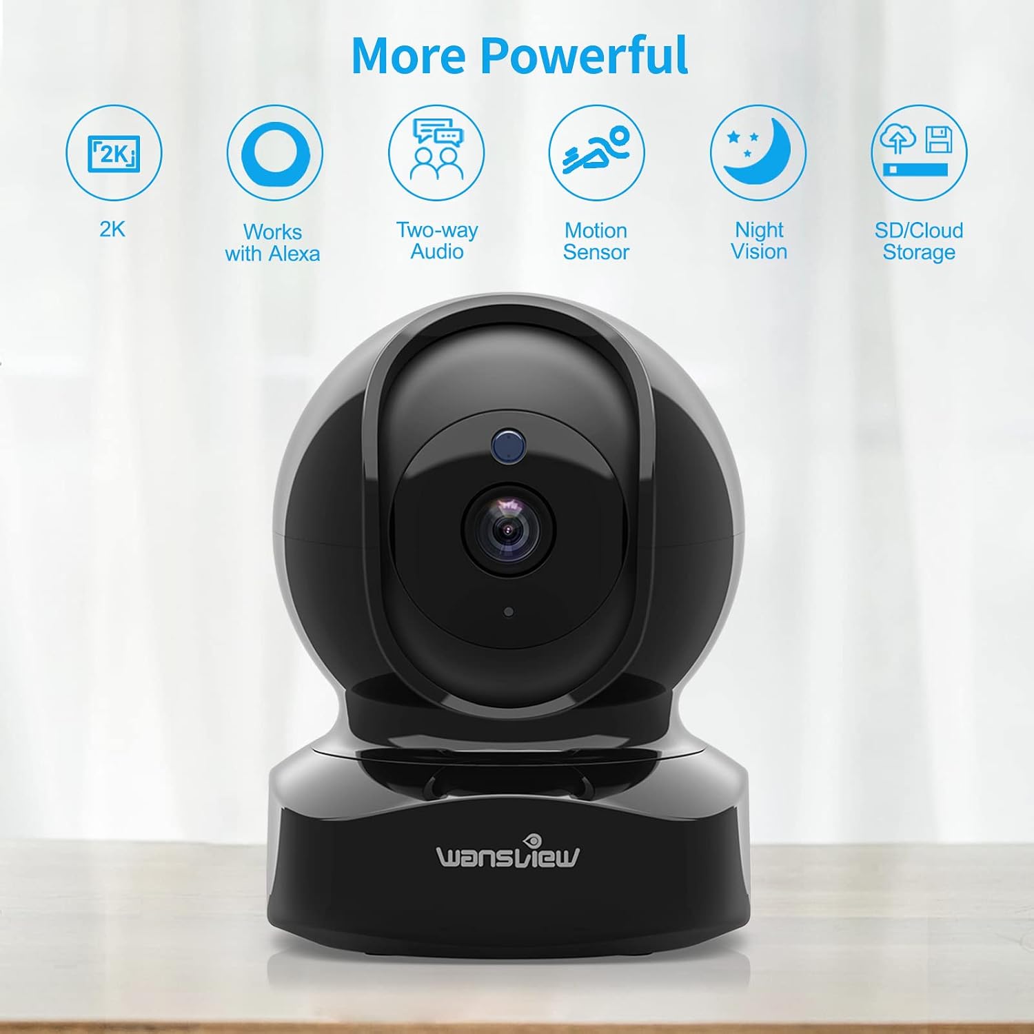 Thumbnail 1 de Wansview 2K WiFi CCTV Camera with Night Vision, 360° Pan/Tilt and Alexa Compatibility