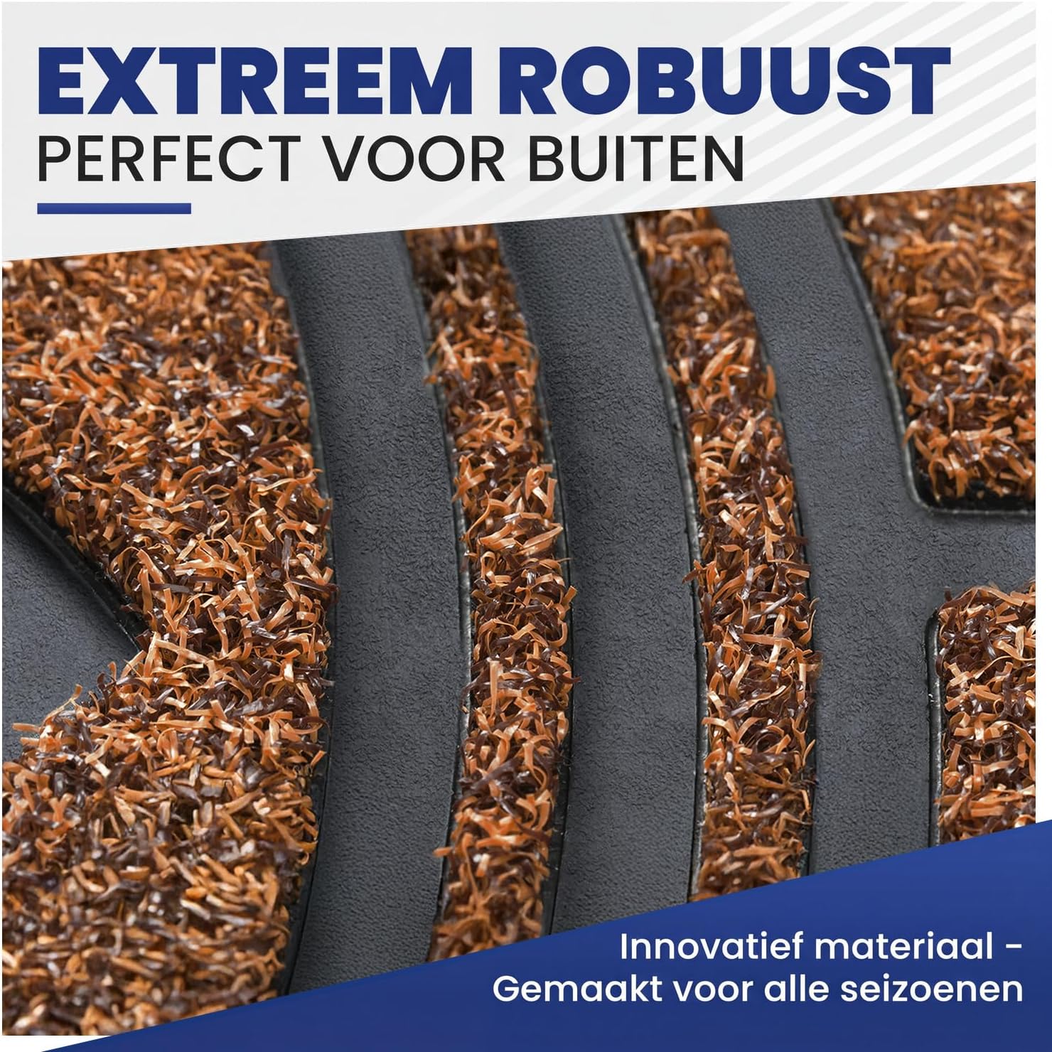 Detalle 2 de Mibao deurmat buiten weerbestendig, halfrond, bruin-beige met rubberen onderkant