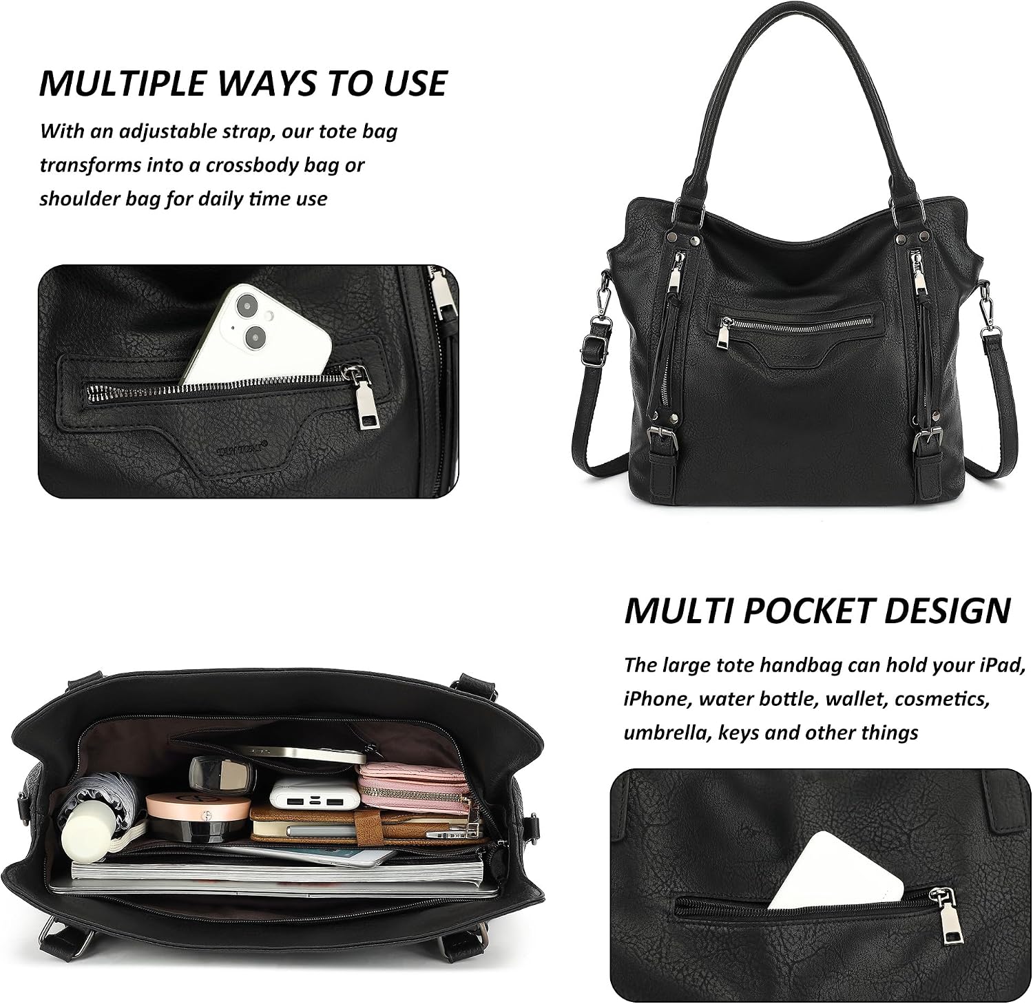 Thumbnail 5 de TANTOMI hobo bags for women (large capacity) with detachable purse set – tote, shoulder & crossbody bag
