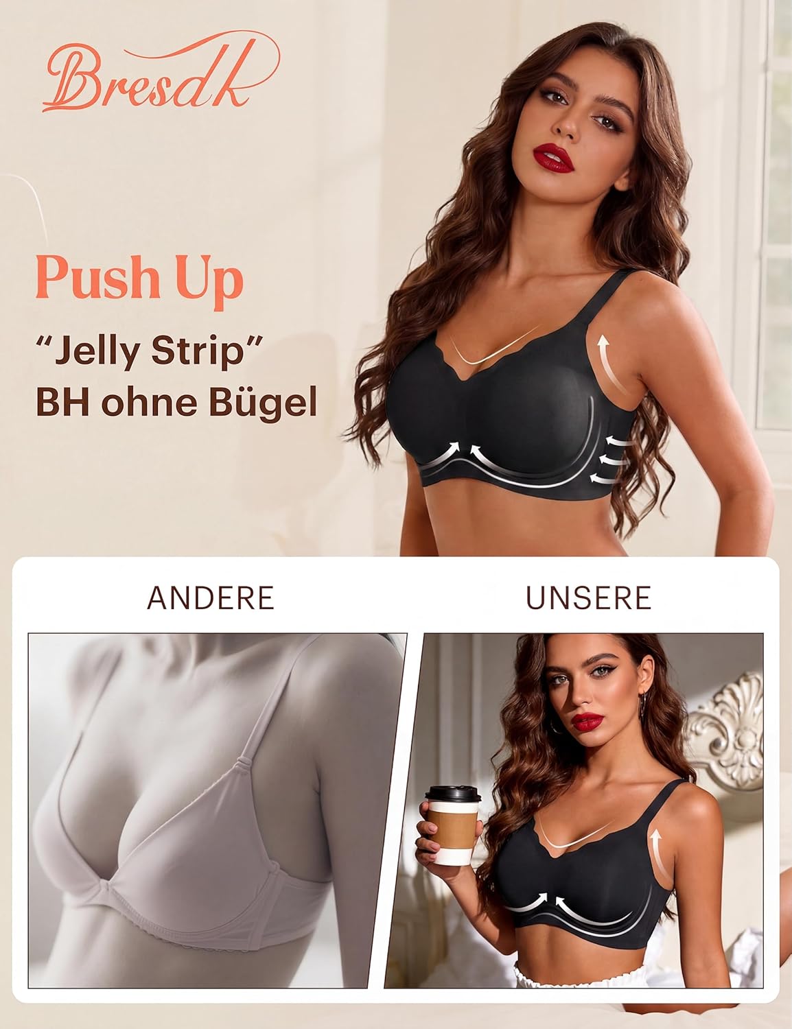 Detalle de Bresdk Soutien Gorge Femme sans Armatures : maintien renforcé et invisibilité au quotidien