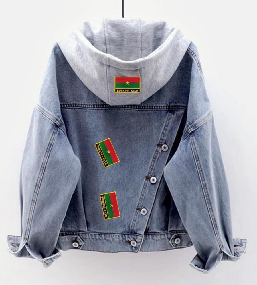 Detalle de Uijokdef Burkina Faso Flag Patch, Embroidered Polyester, Iron-On or Sew-On