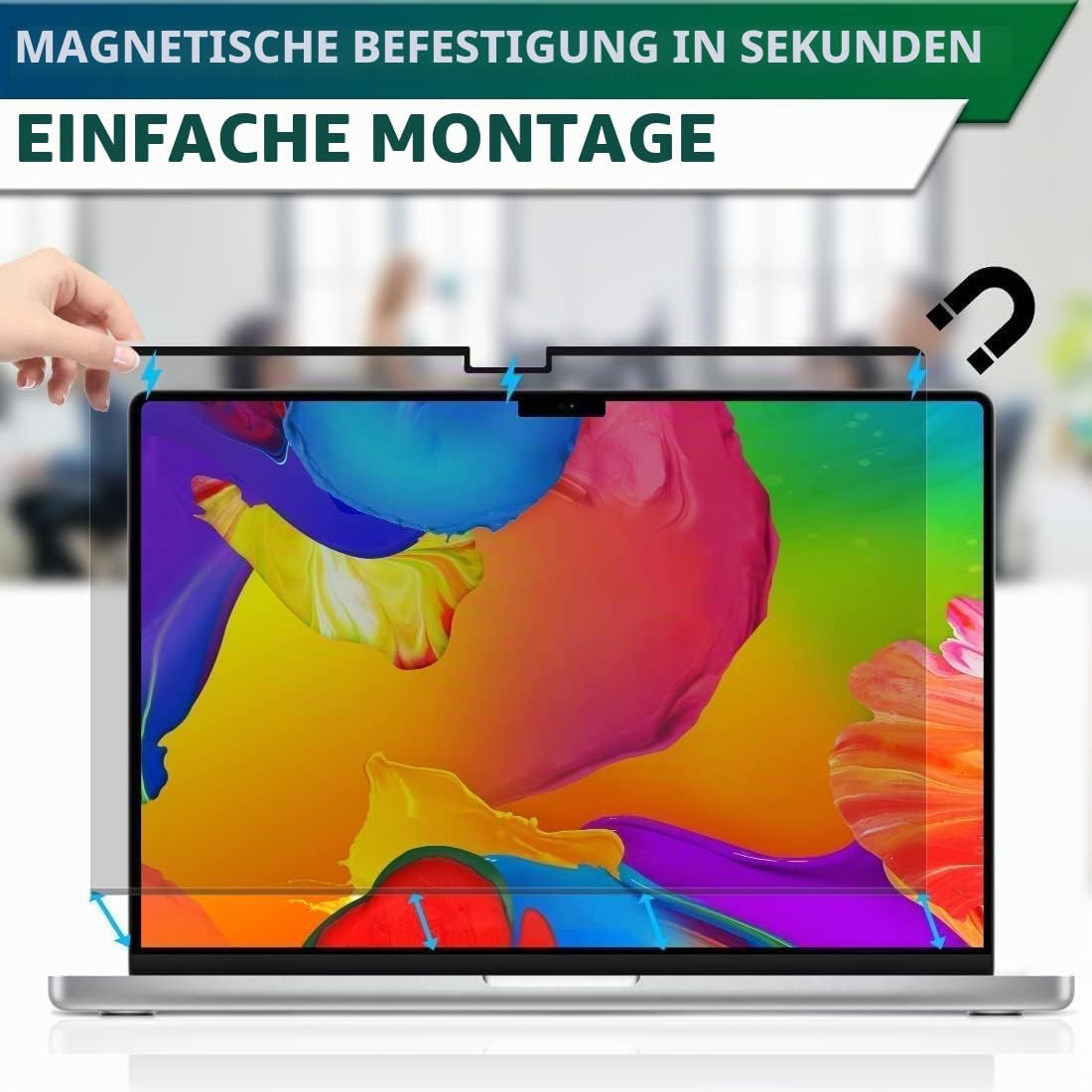 Thumbnail 4 de STARY Magnetischer Blickschutzfilter für MacBook Pro 14,2 Zoll (M1–M5, 2021–2026) mit Anti-Spy & Kamera-Schieber
