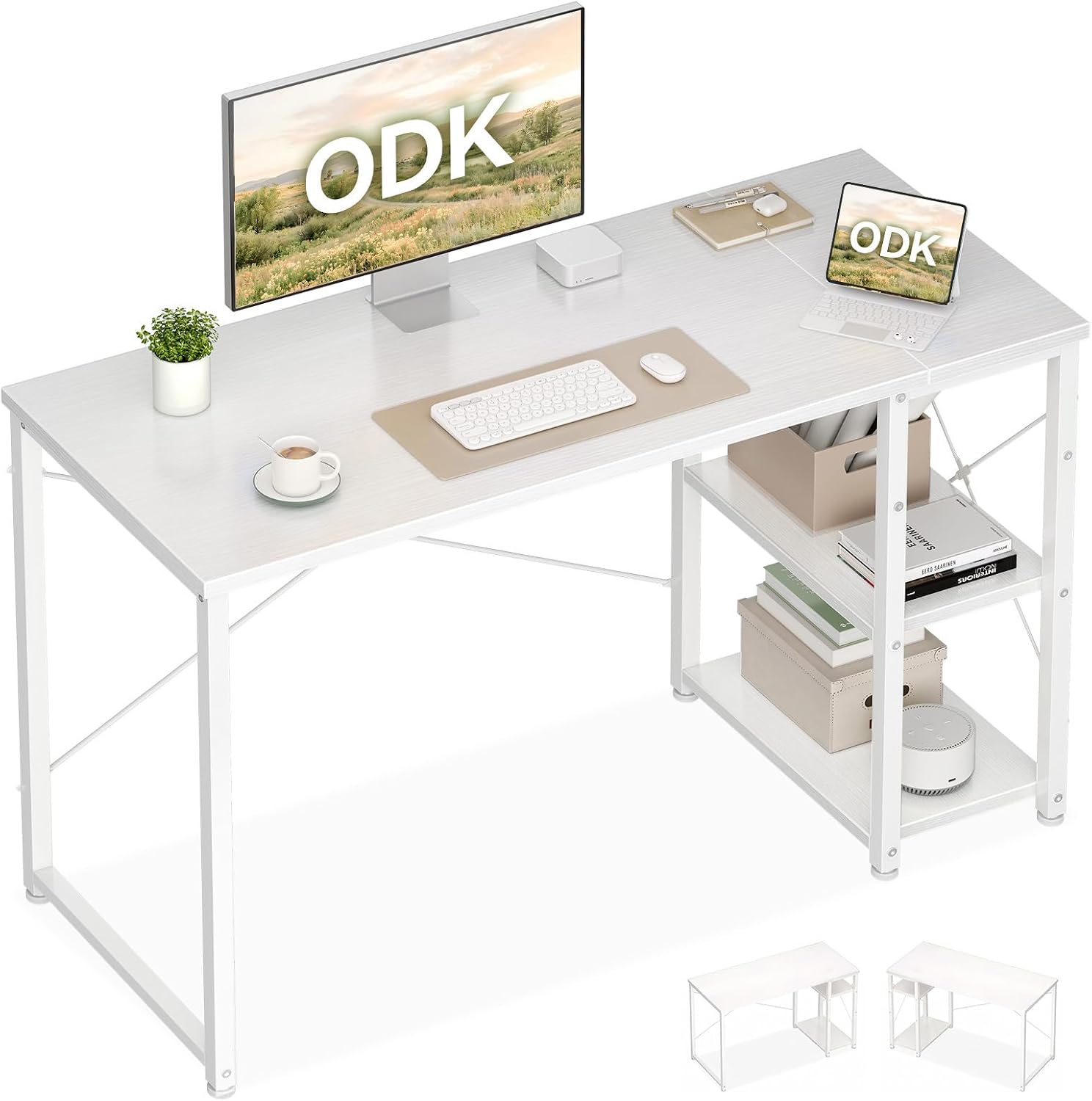 Detalle de ODK B04021201012 bureau 120 x 48 cm, wit, met omkeerbare planken