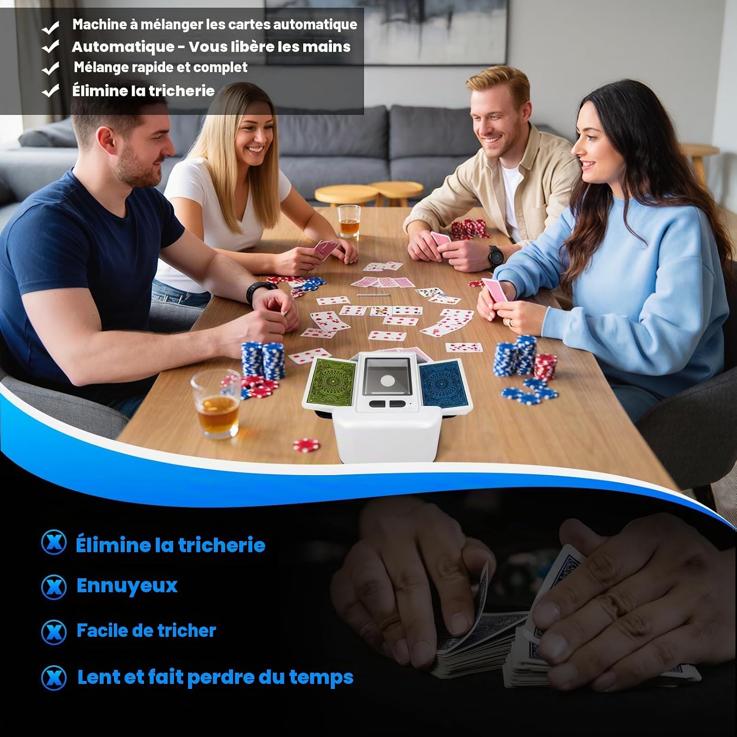 Thumbnail 6 de Ykall automatische kaartmixer, oplaadbaar, 2000 mAh, voor 1 tot 2 spellen