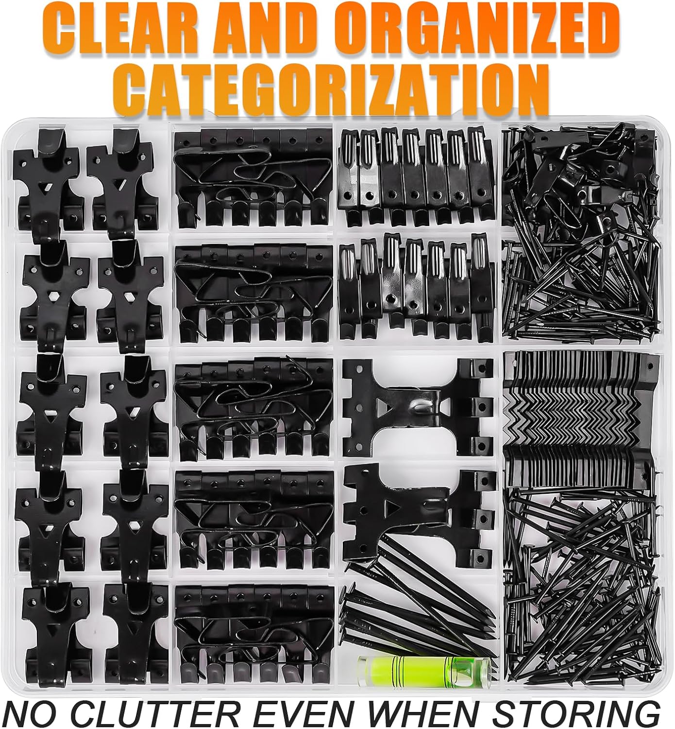 Detalle de KURUI PH385B Picture Hanging Kit, 385-Piece Carbon Steel Assortment with Tool