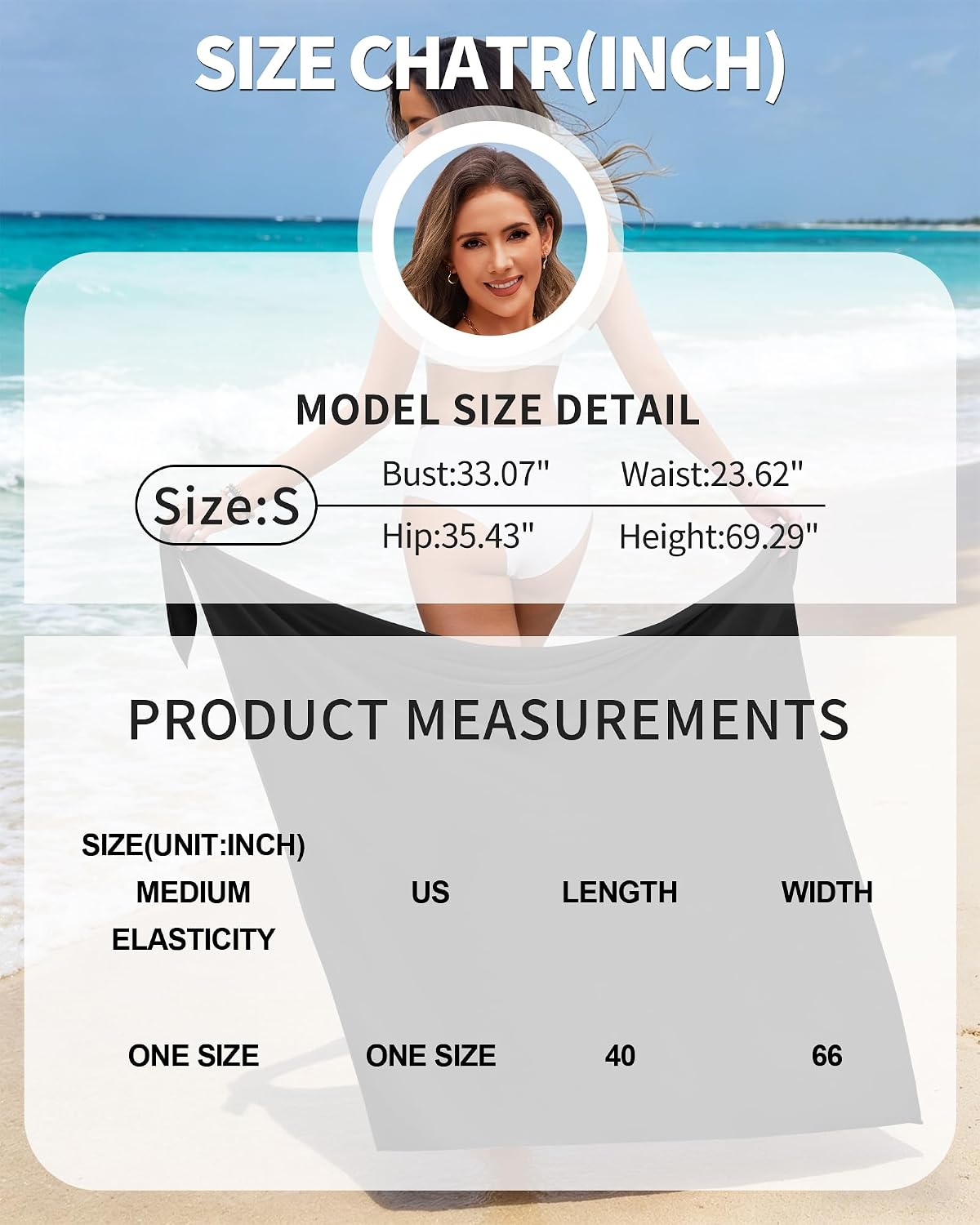 Detalle de HORISUN Paréo de plage pour femme – Léger et imprimé, taille unique