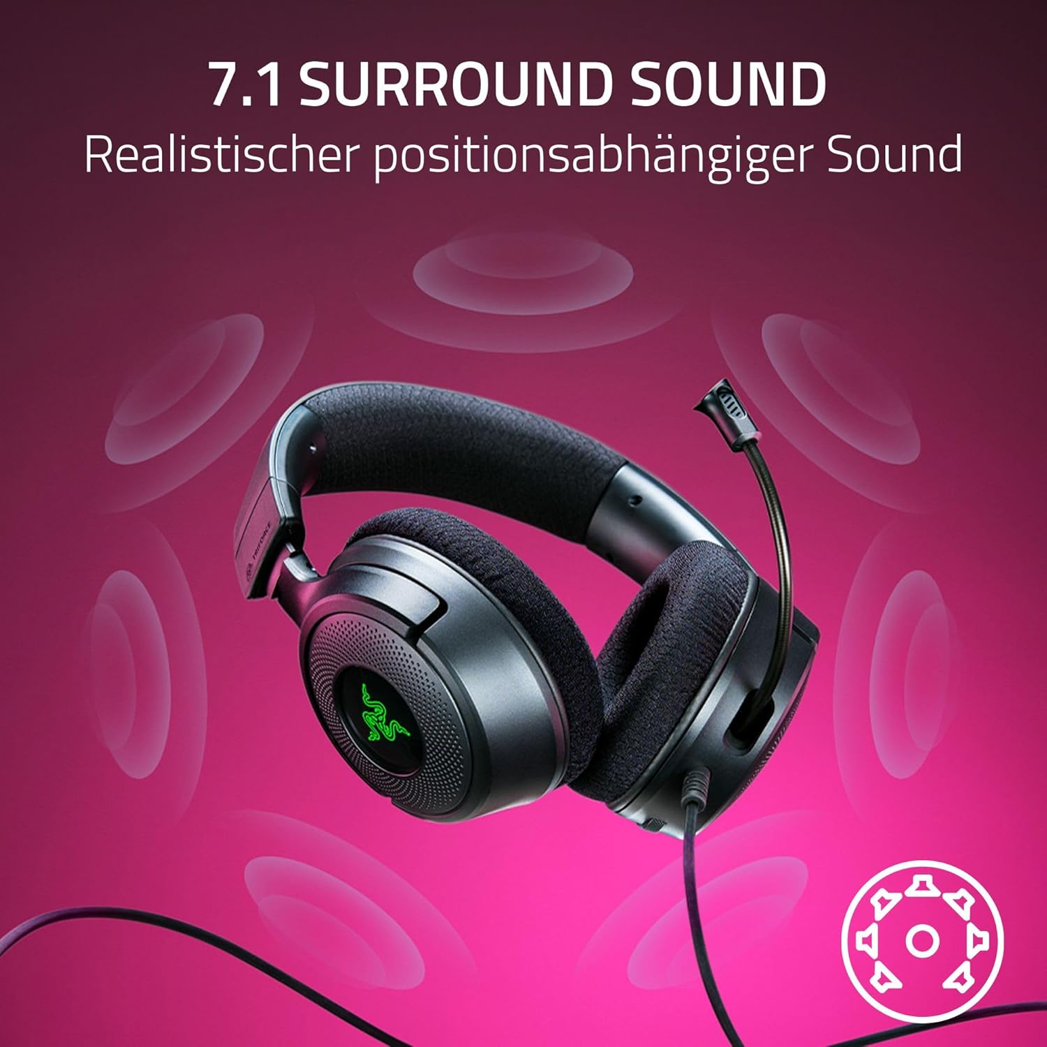 Thumbnail 3 de Razer Kraken V4 X kabelgebundenes Gaming-Headset mit Triforce 40-mm, 7.1-Surround und Chroma RGB