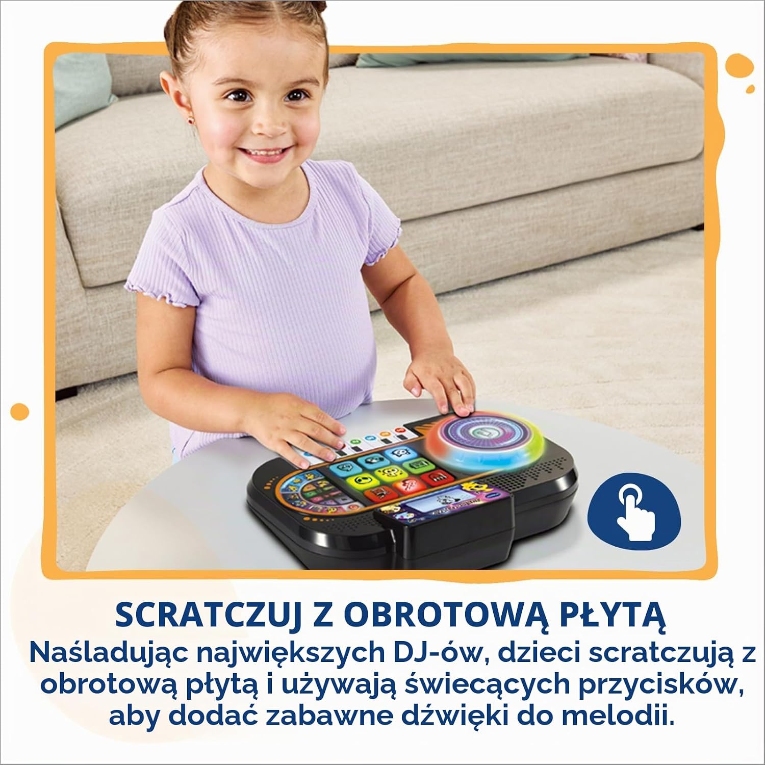 Detalle de VTech Junior DJ Mix 80-581407-007 – konsola DJ z klawiszami pianina i ekranem LCD