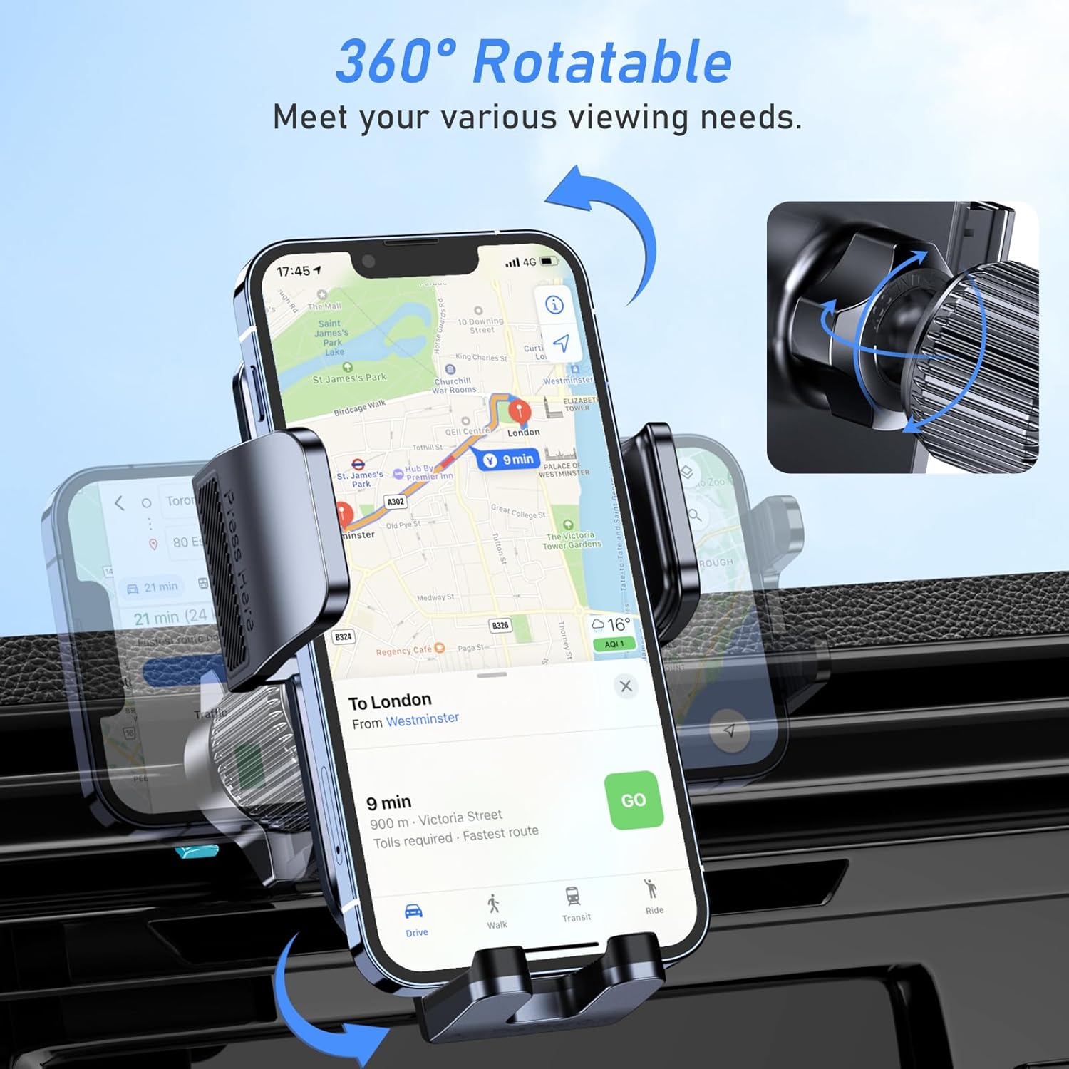Thumbnail 4 de Blukar Car Phone Holder Mount 360° rotation