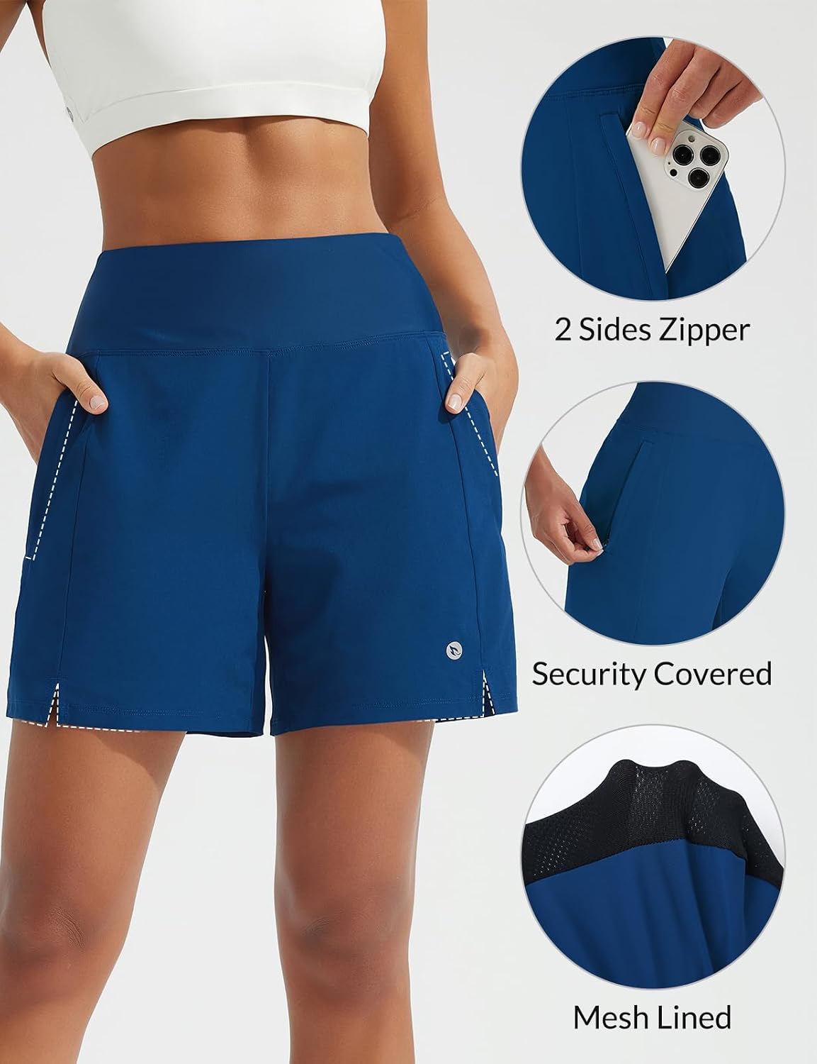 Thumbnail 2 de Baleaf Women's 5" High-Waisted Swim Shorts with Built-In Liner and Zip Pockets