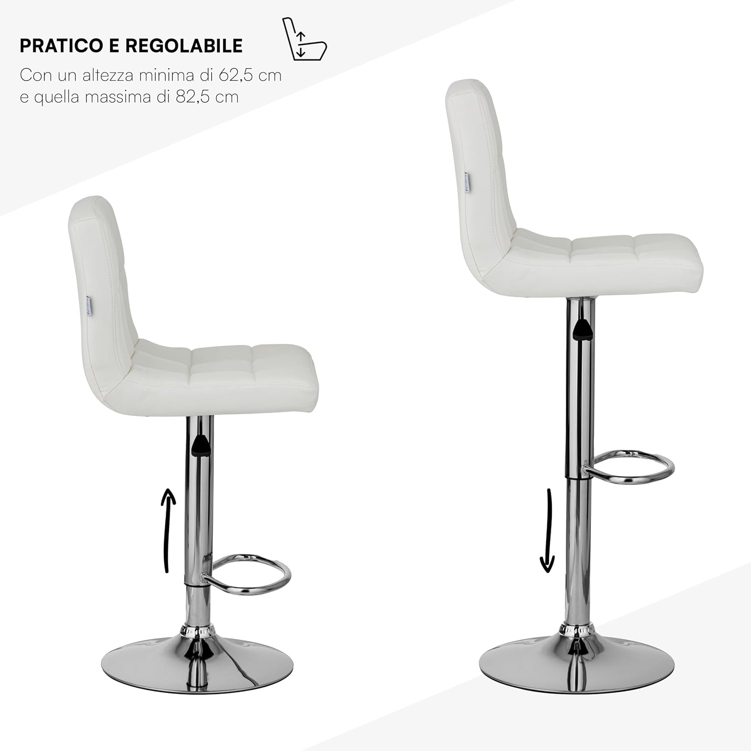 Thumbnail 3 de Baroni Home Sgabello Imbottito 62,5–82,5 cm