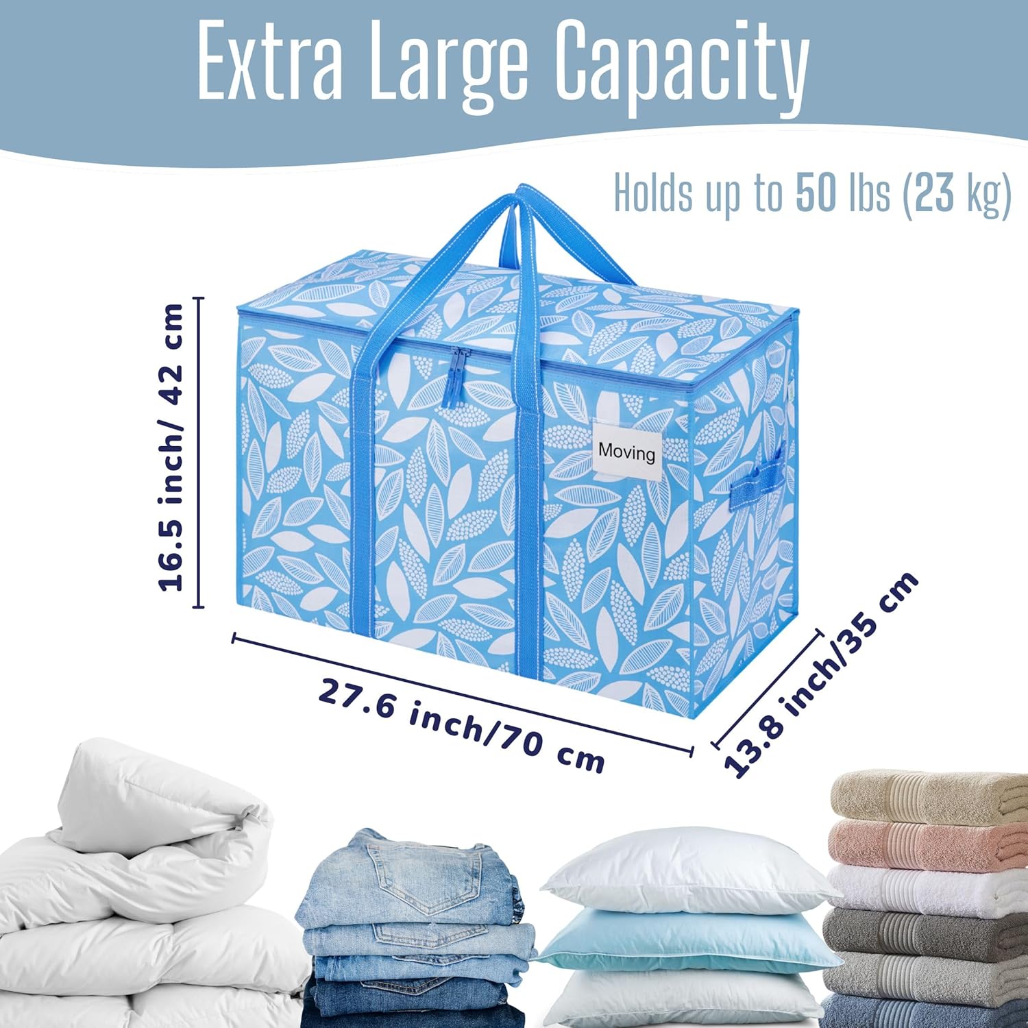 Detalle de VENO 10 Pack Extra Large Moving Storage Bags with Zips – Heavy-Duty, Water-Resistant, 102 L Capacity